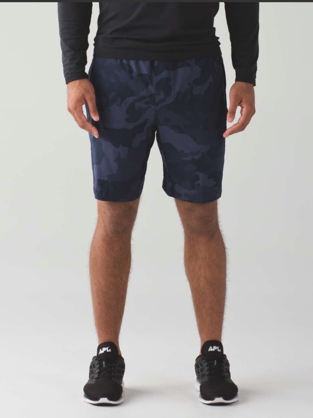 Lululemon Men’s Large Pace Breaker Short 9" Smokescreen Camo Cadet Blue Black - Picture 3 of 11